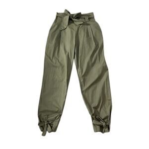 Olive Green Paperbag Waist Pants - Size S